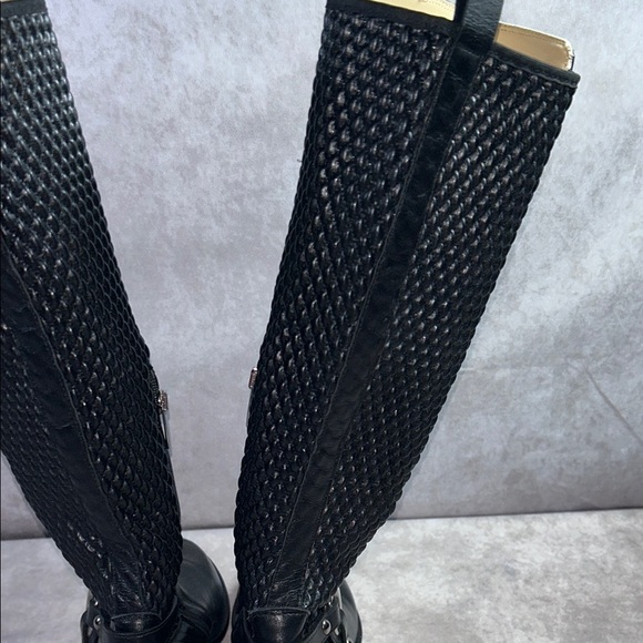 Ron White EUC Women Black Leather Knee-High Boots Sz EU 36 Quilted Cushioned - Picture 5 of 16